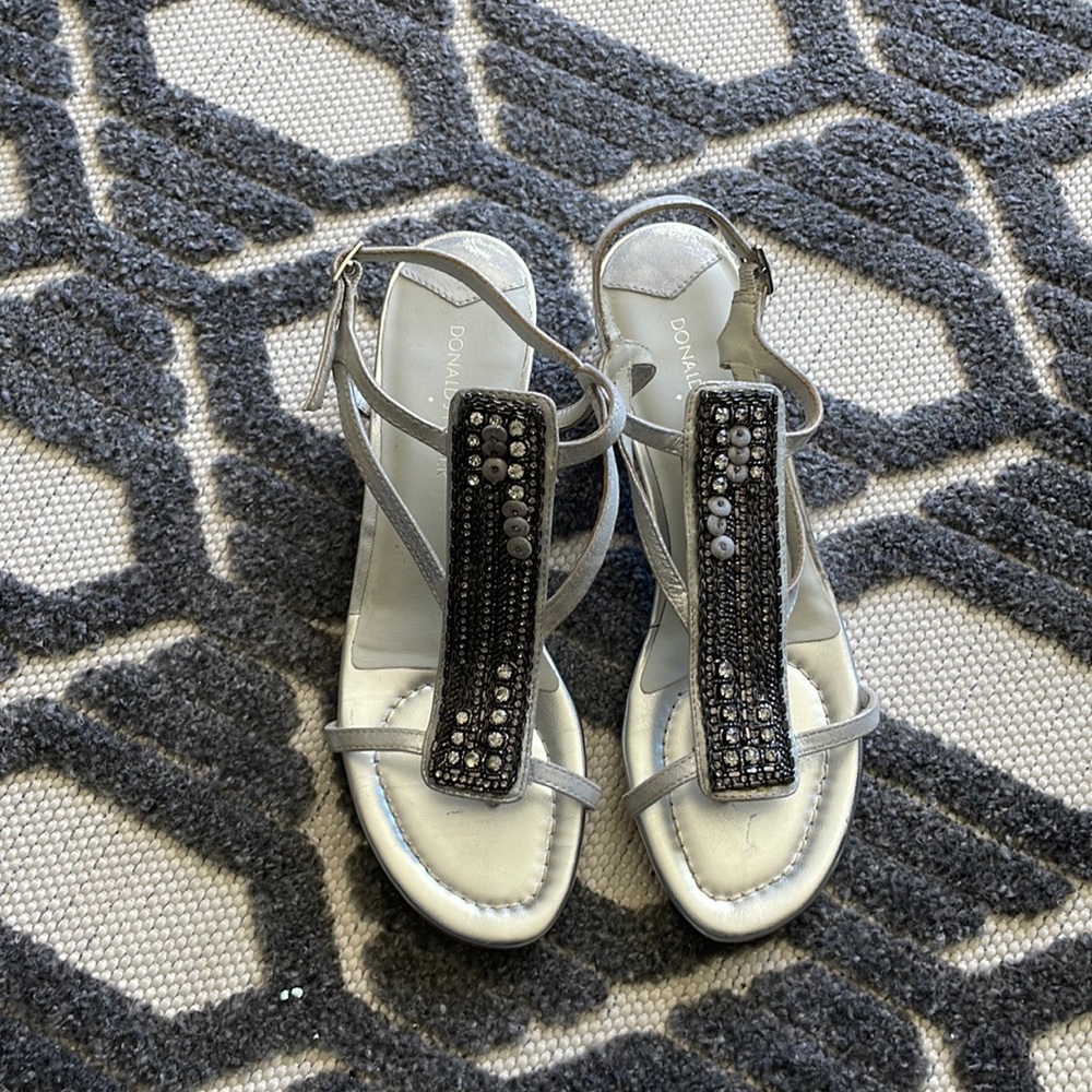 Donald Pliner Silver Dusted Metallic Sandals